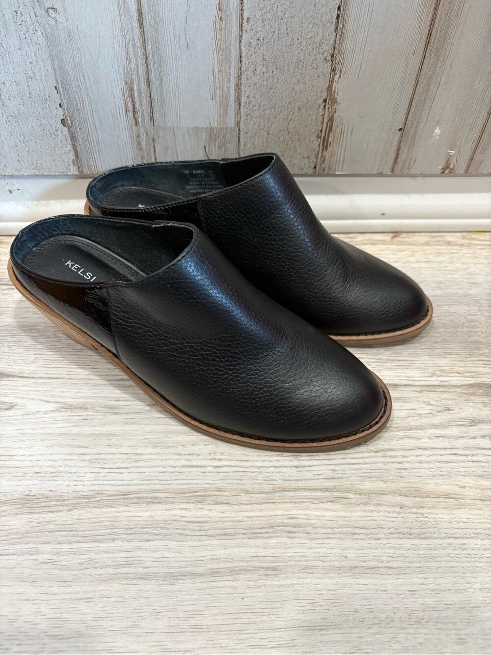 Kelsi Dagger Brooklyn Kellum Black Slip-On Leather Mule Womens 6 Western Boho